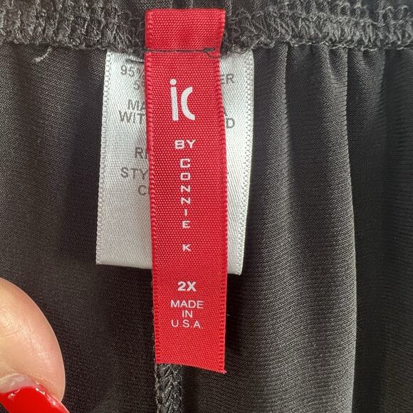 IC COLLECTION By Connie K Plus 2X High Rise Wide Leg Pants Black Heavy Ponte - Picture 5 of 13